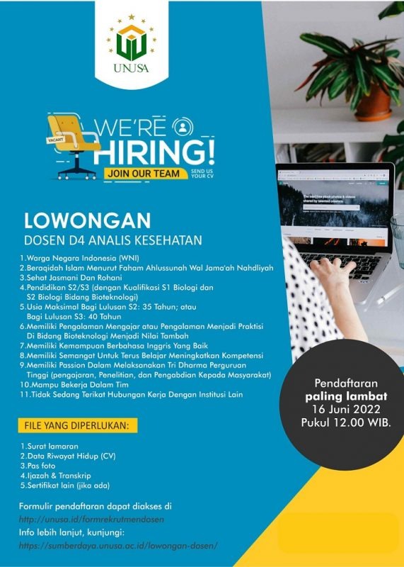 Poster Rekrutmen Dosen D4 Analis Kesehatan
