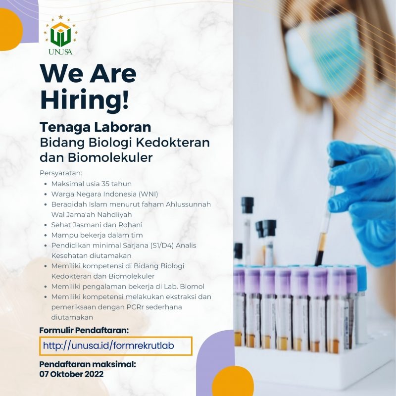 Poster Rekrutmen Tenaga Laboran Biologi Kedokteran dan Biomolekuler