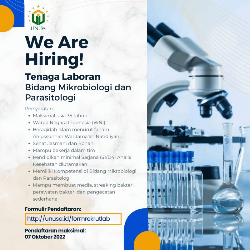 Poster Rekrutmen Tenaga Laboran Bidang Mikrobiologi dan Parasitologi