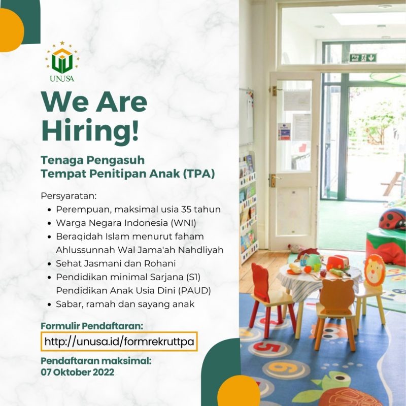 Poster Rekrutmen Tenaga Pengasuh Tempat Penitipan Anak (TPA)